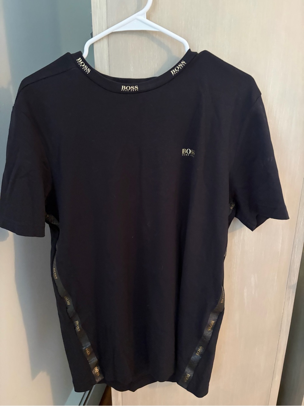 Boss Black Short Sleeve Crewneck Tee with Logo Trim